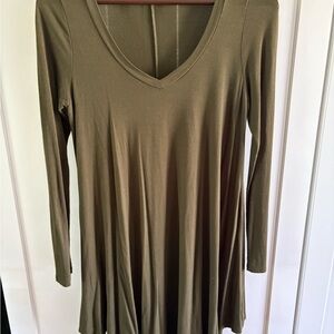 Olive Green Long Sleeve Women's Dress